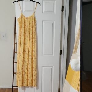 Pink Rose Yellow Spaghetti Strap Sundress